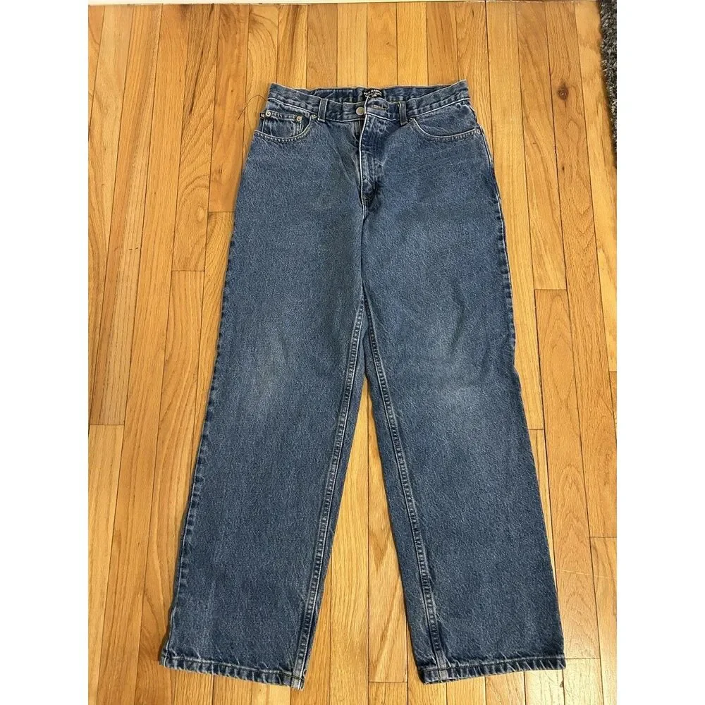 Vintage Polo Jeans Ralph Lauren Kids Size 18 Blue Wide Leg Jeans USA Flag Patch